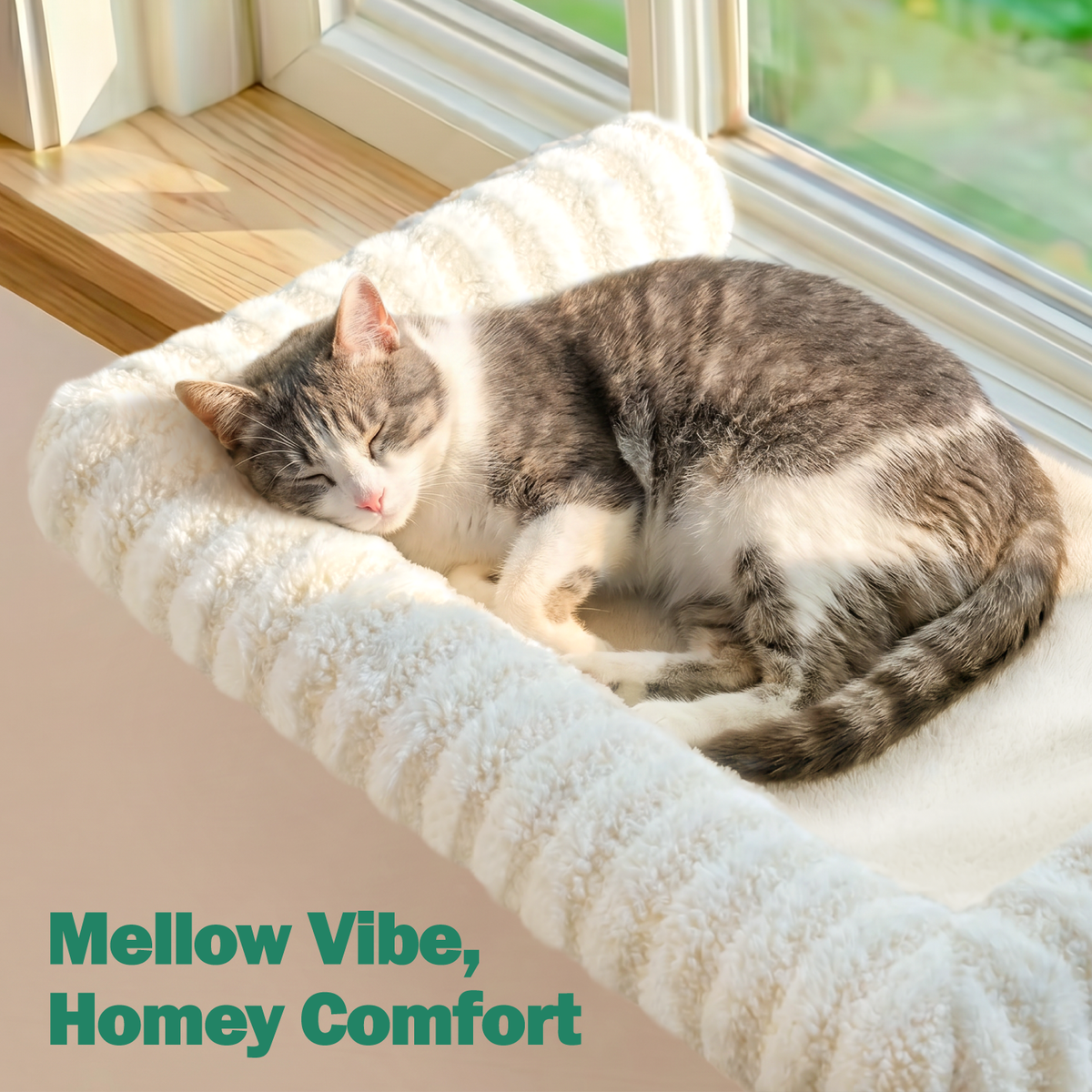 Zakkart Mellow 3-Sided Cat Perch for Windowsill, Dual-Mount
