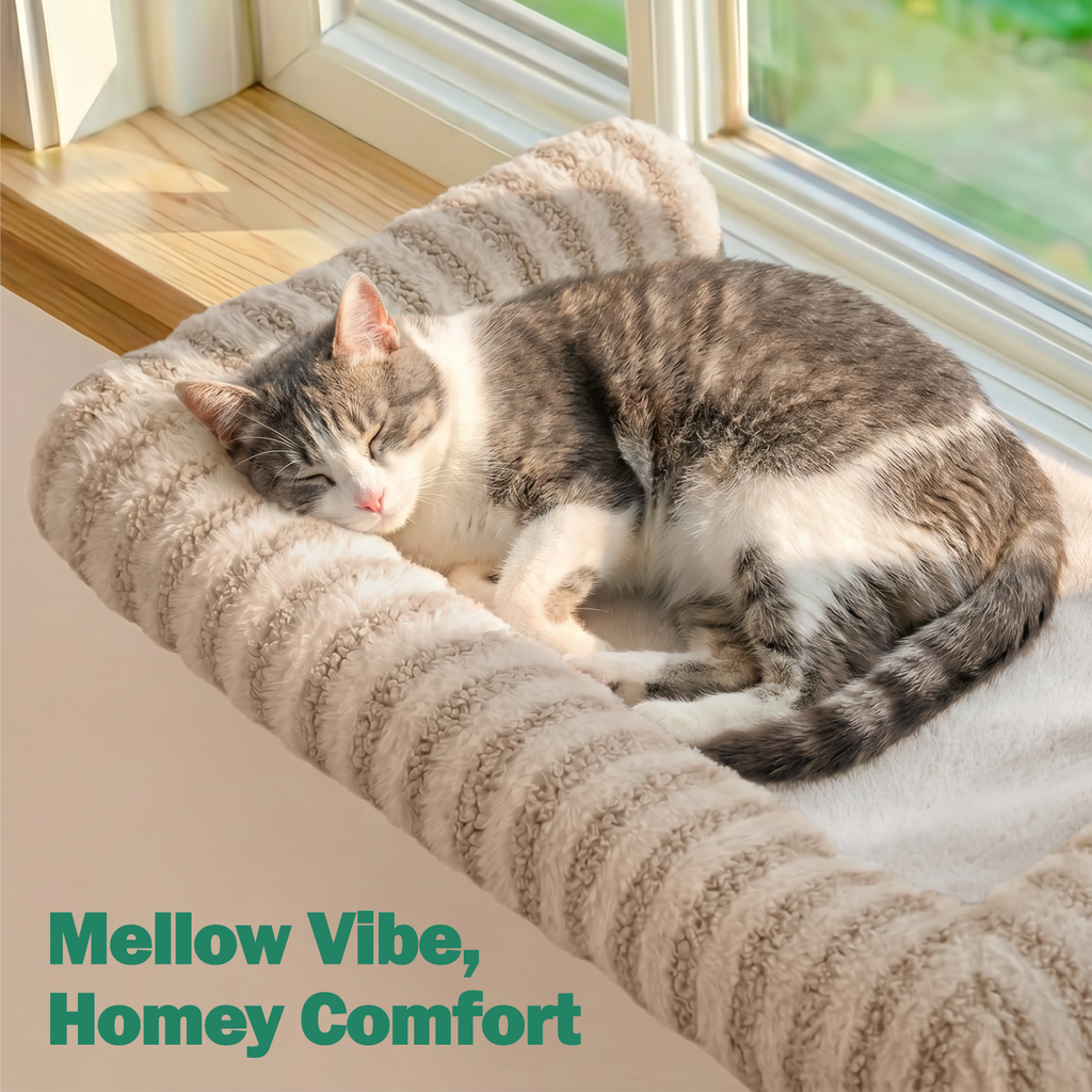 Zakkart Mellow 3-Sided Cat Perch for Windowsill, Dual-Mount