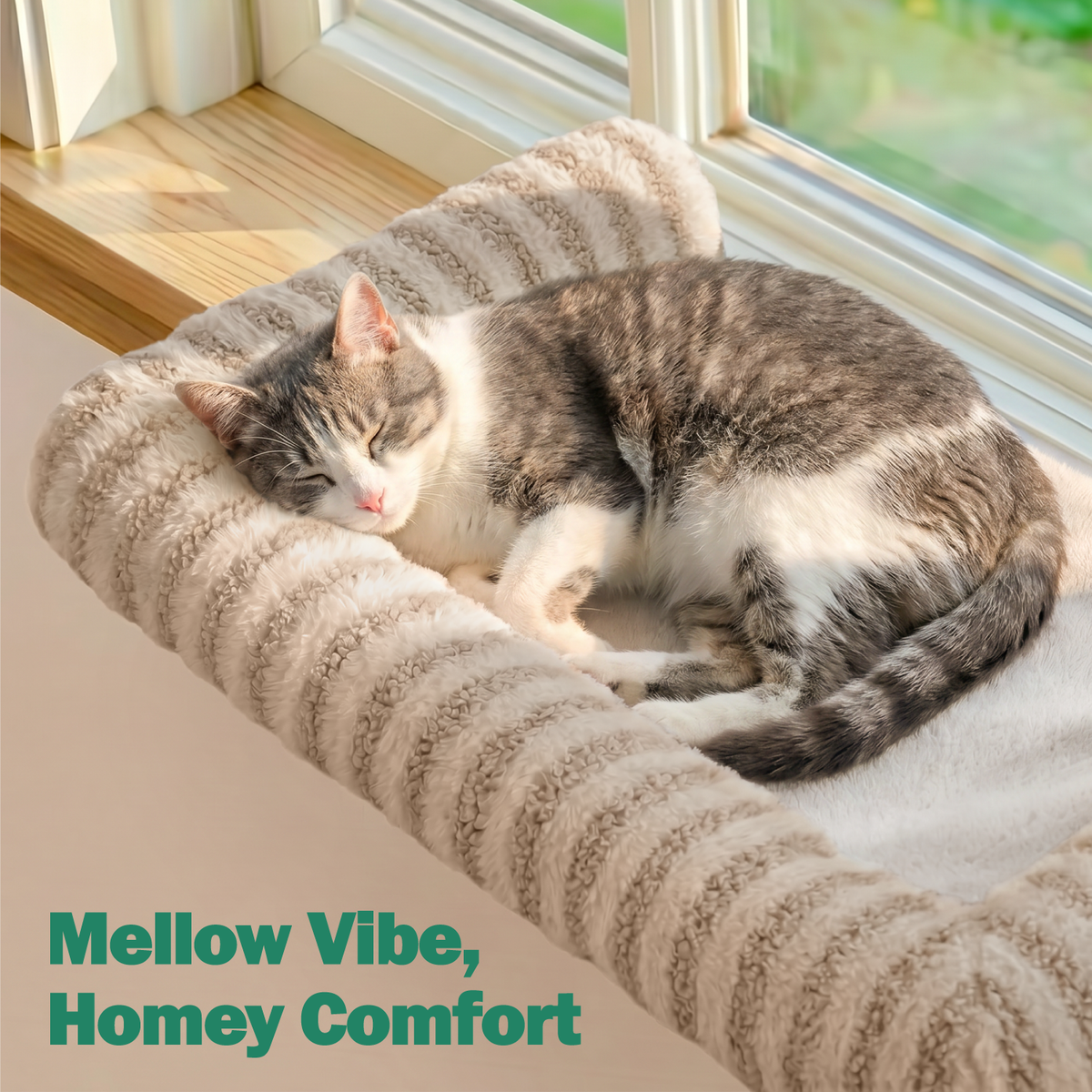 Zakkart Mellow 3-Sided Cat Perch for Windowsill, Dual-Mount