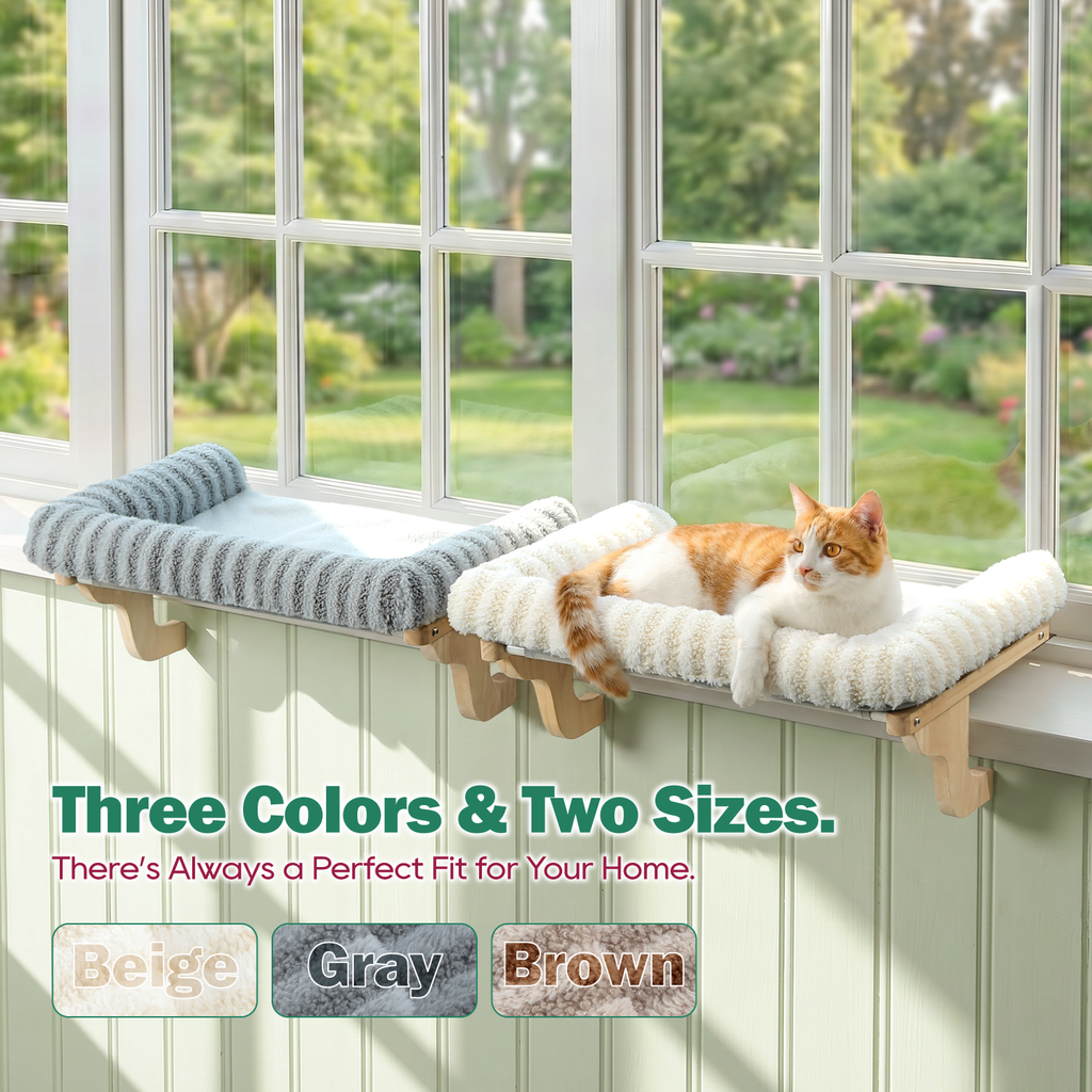 Zakkart Mellow Cat Perch for Windowsill with Hardwood Frame