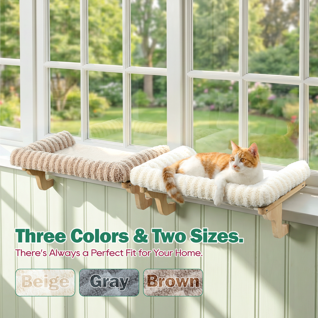 Zakkart Mellow Cat Perch for Windowsill with Hardwood Frame