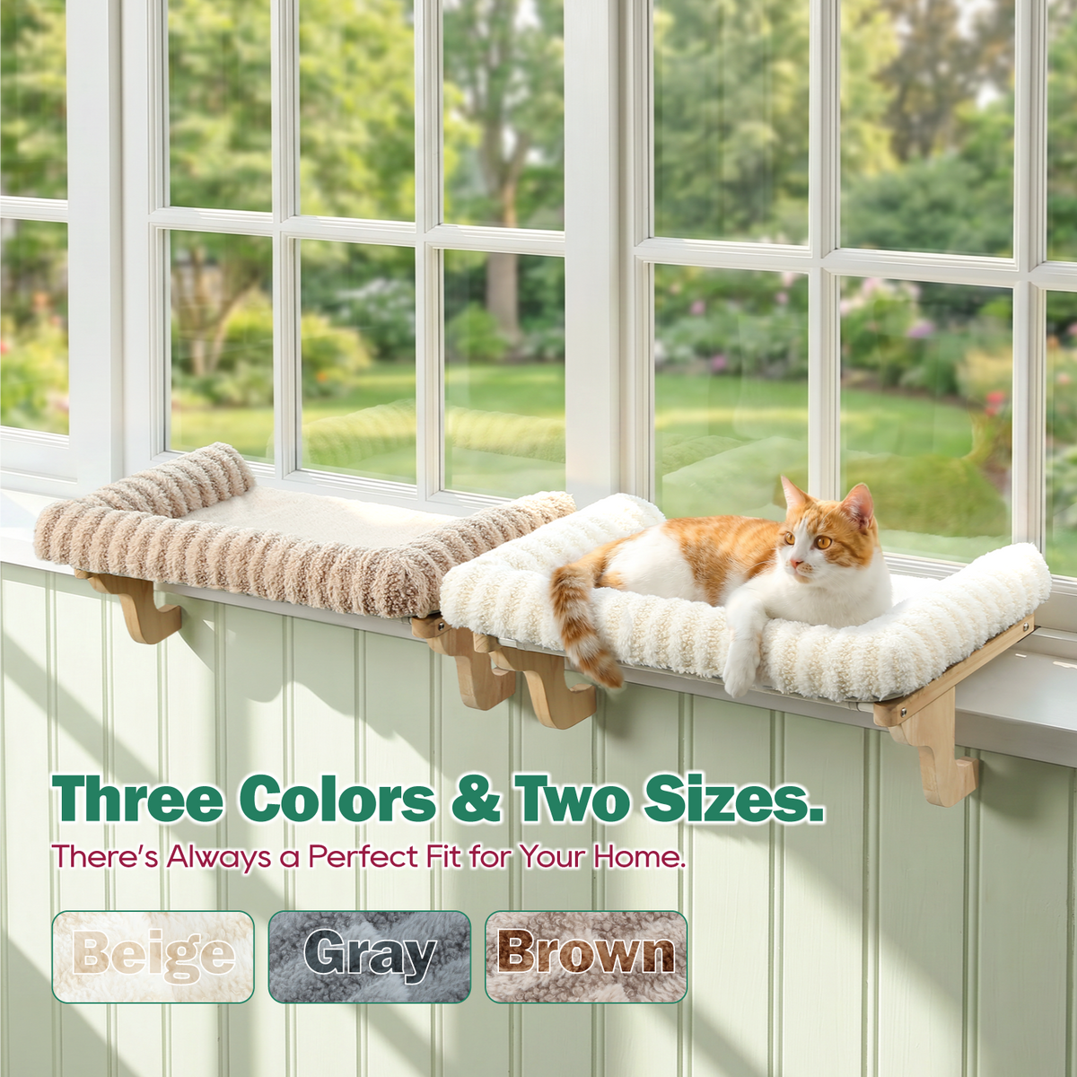 Zakkart Mellow Cat Perch for Windowsill with Hardwood Frame
