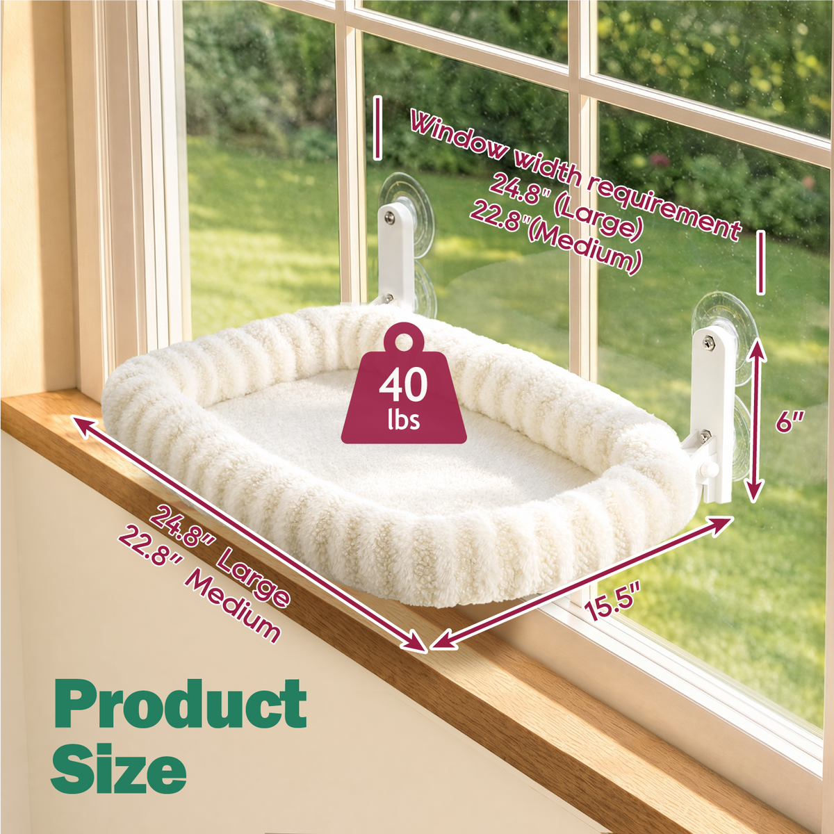 Zakkart Mellow Foldable Cat Window Perch, Upgraded Suction Cups
