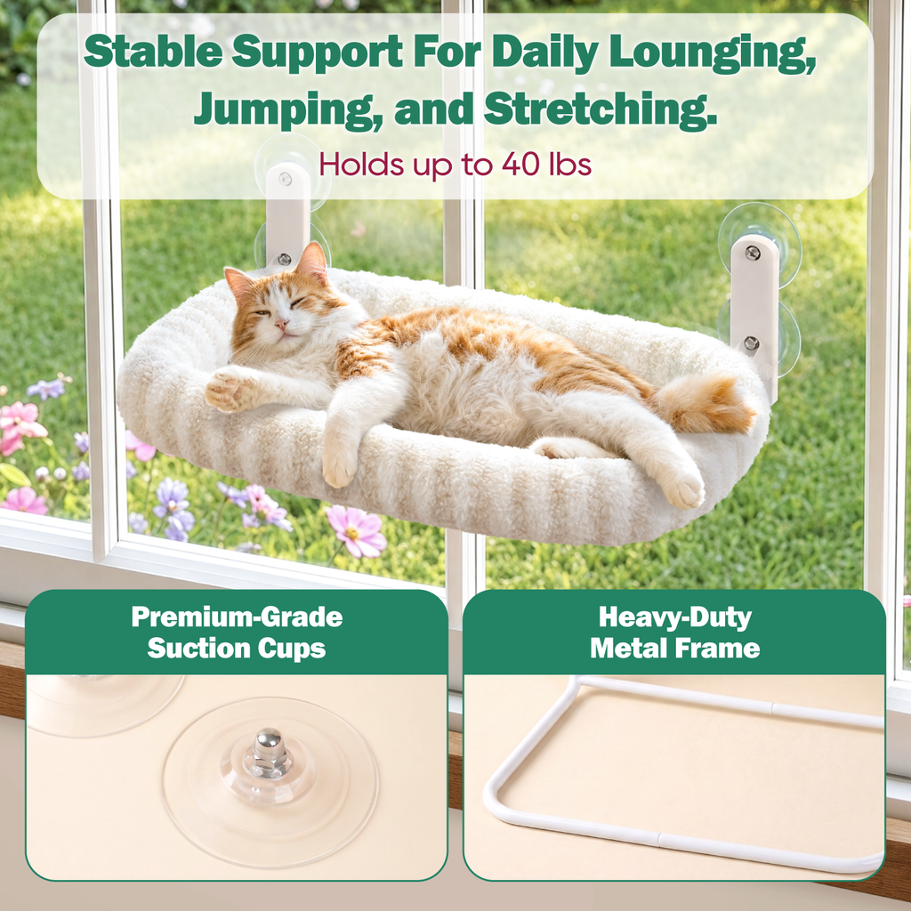 Zakkart Mellow Foldable Cat Window Perch, Upgraded Suction Cups