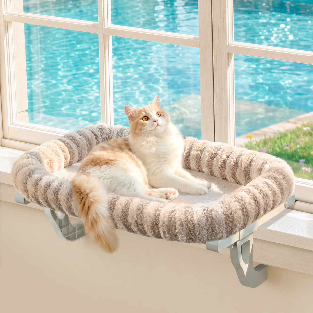 Zakkart Mellow All-Around Cat Hammock for Windowsill, Dual-Mount