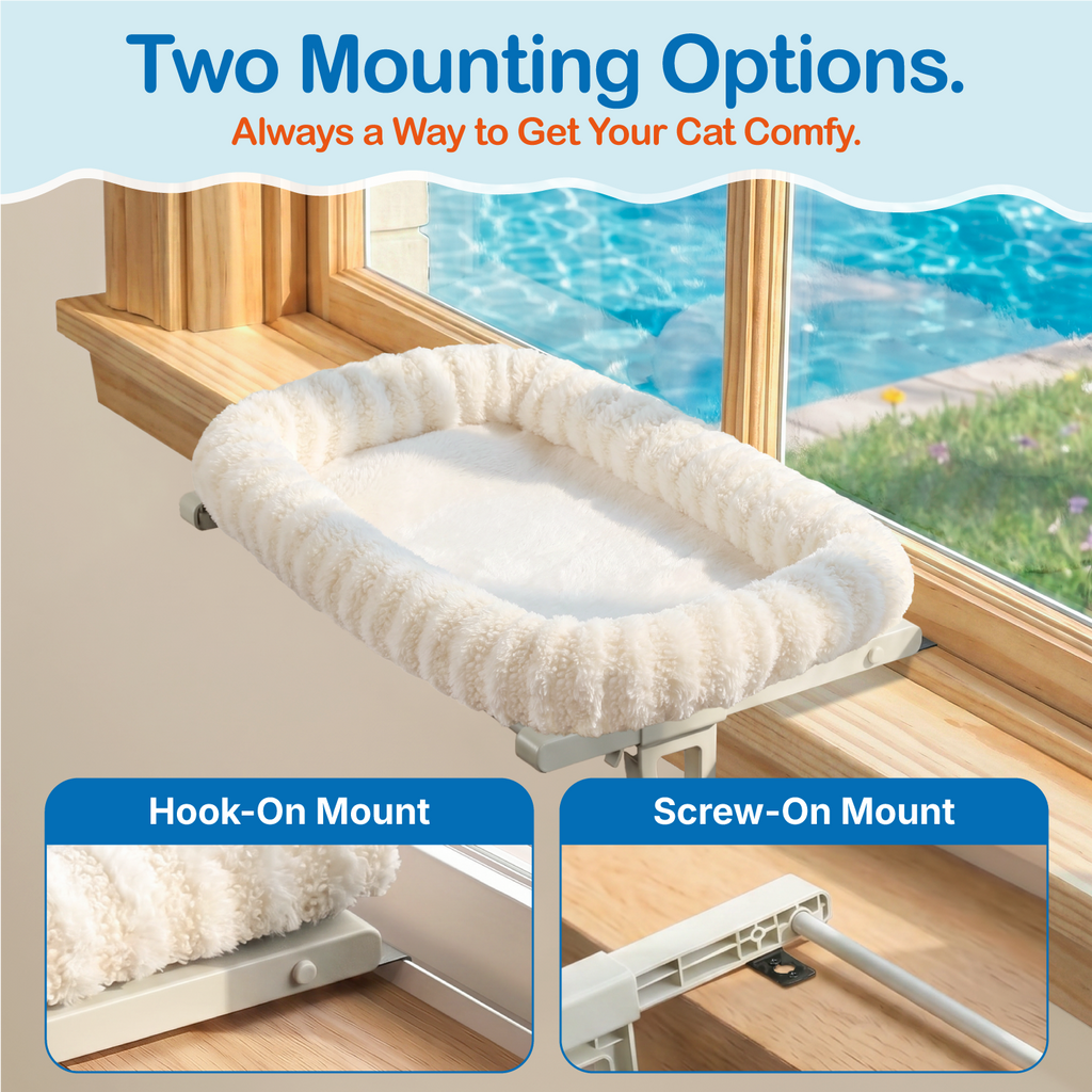 Zakkart Mellow All-Around Cat Hammock for Windowsill, Dual-Mount