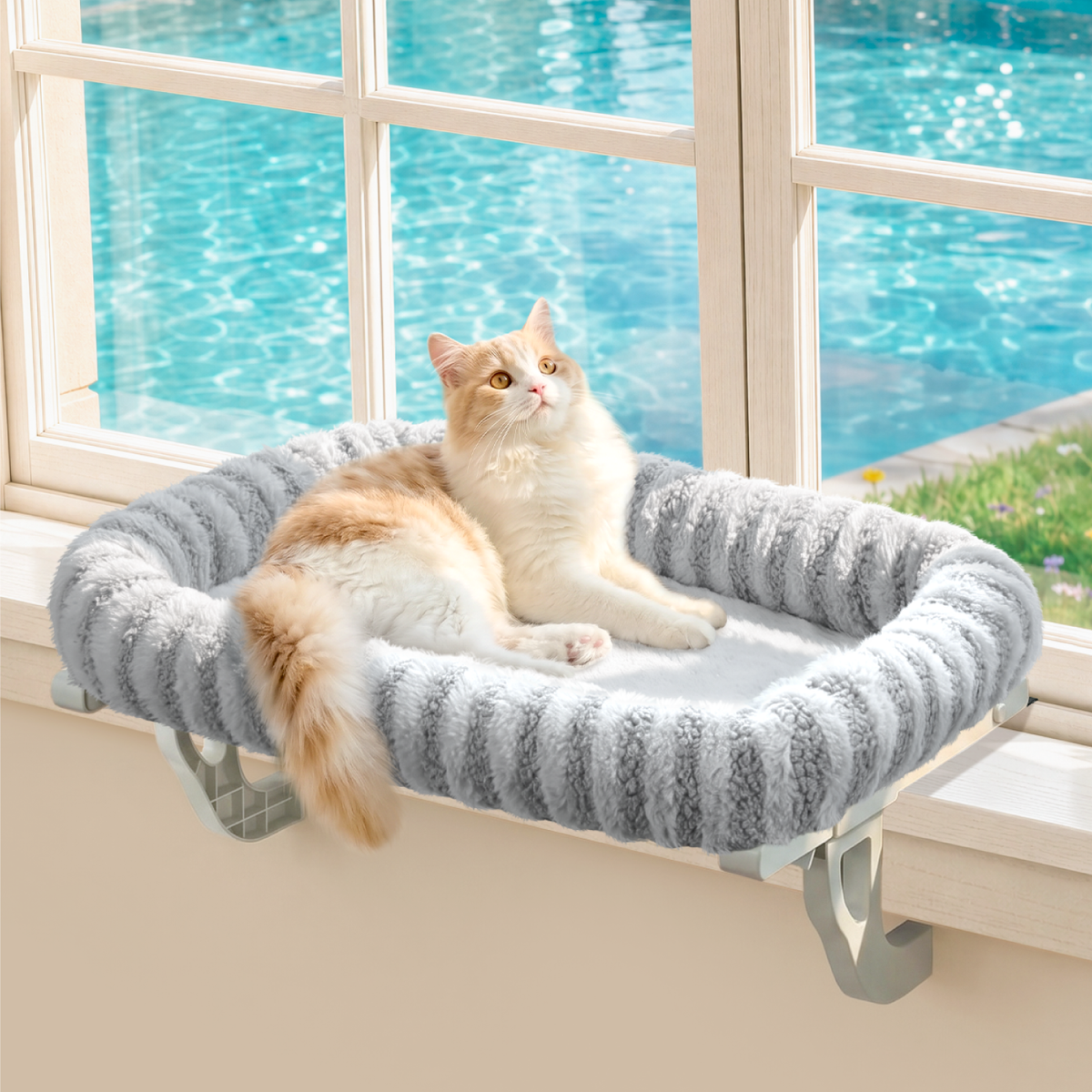 Zakkart Mellow All-Around Cat Hammock for Windowsill, Dual-Mount
