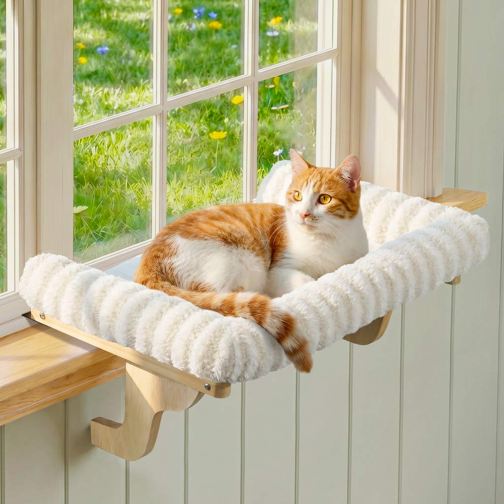Zakkart Mellow Cat Perch for Windowsill with Hardwood Frame