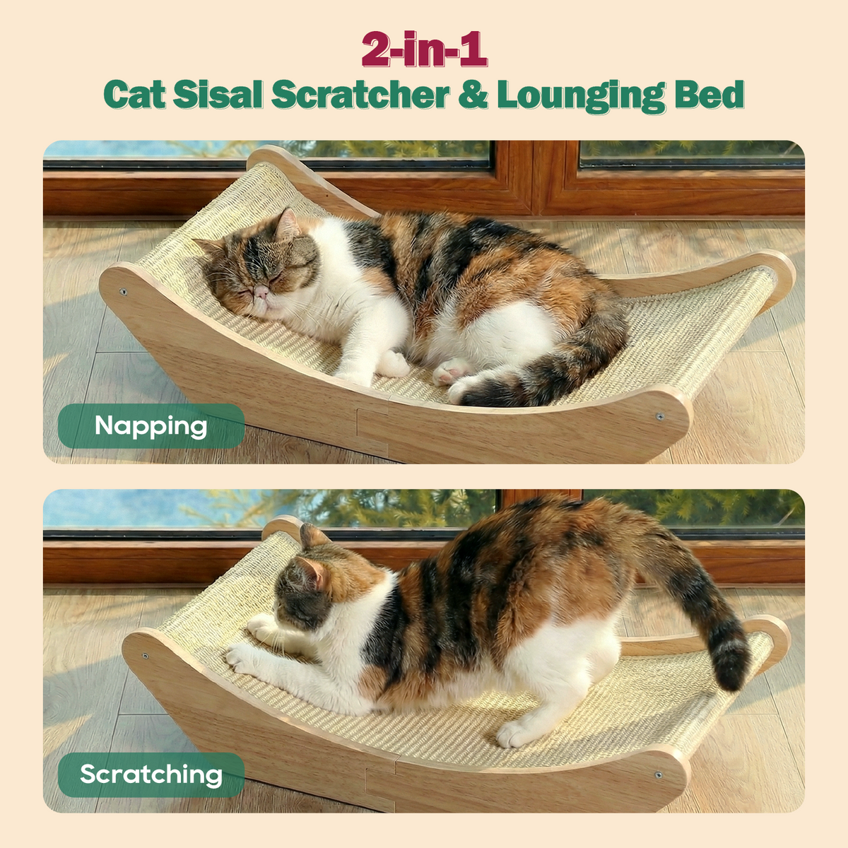 Zakkart Sisal 2-in-1 Cat Scratcher & Lounging Bed