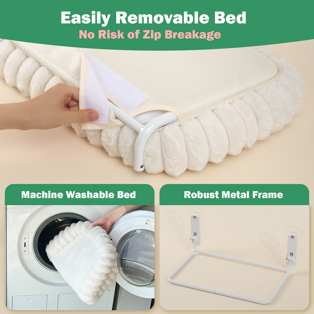 Zakkart SnugCloud Foldable Cat Window Perch (Cream White, XL)