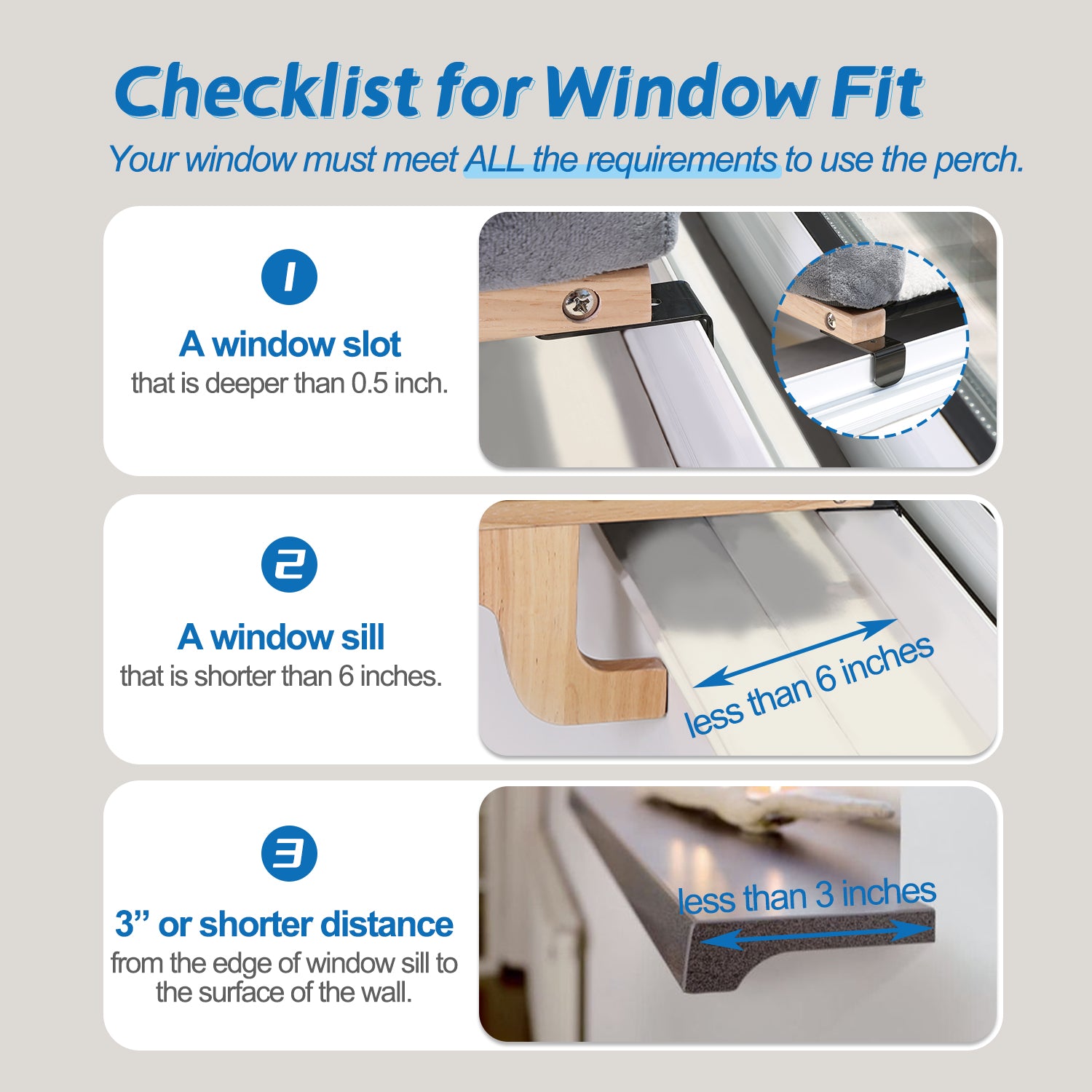 Zakkart Cat Perch for Windowsill with Bolsters