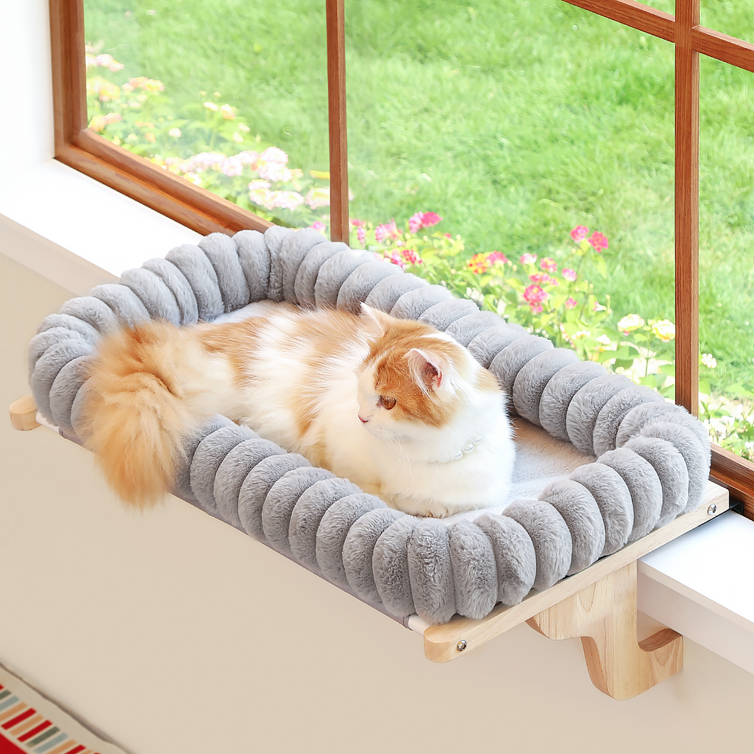 SnugCloud™ Cat Perch for Window Sill with 4-Sided Bolster
