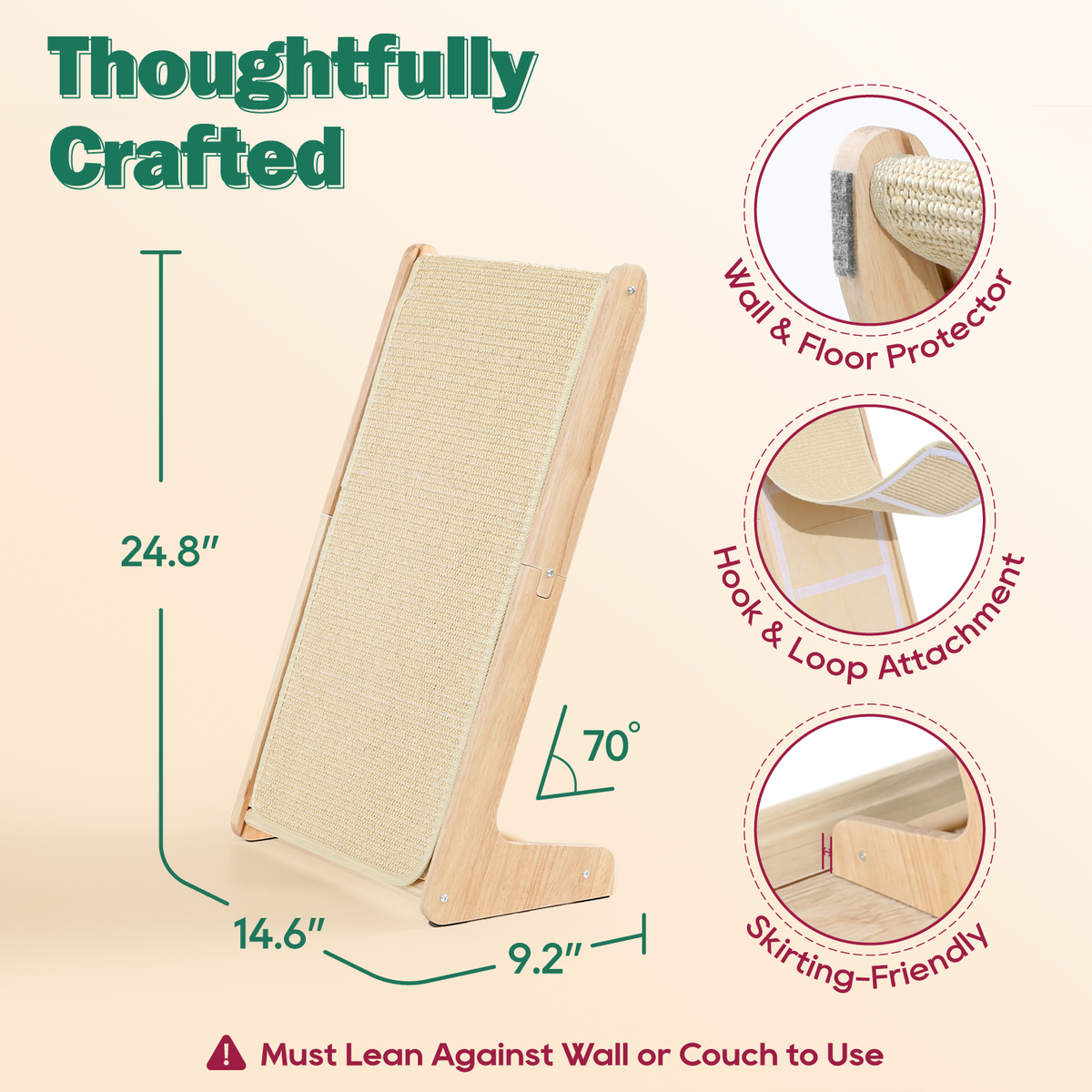 Zakkart Convertible L-Shaped Sisal Cat Scratcher