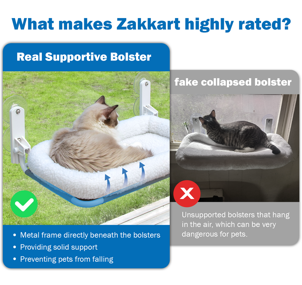 Zakkart Foldable Cat Hammock for Window