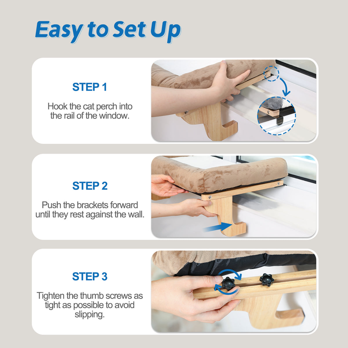 Zakkart Cat Perch for Windowsill with Bolsters