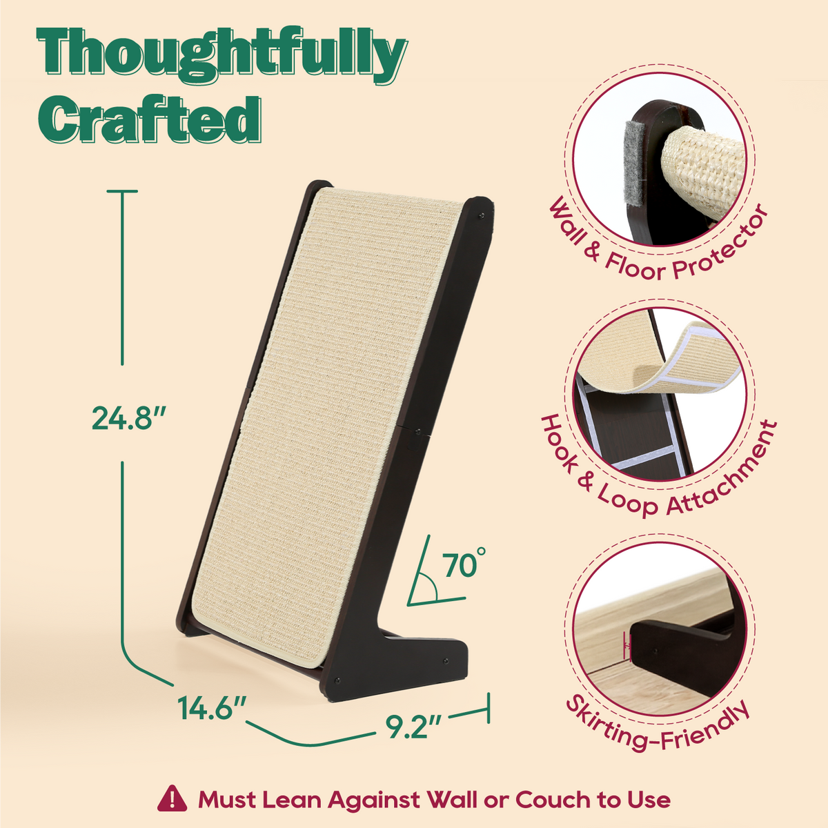 Zakkart Convertible L-Shaped Sisal Cat Scratcher