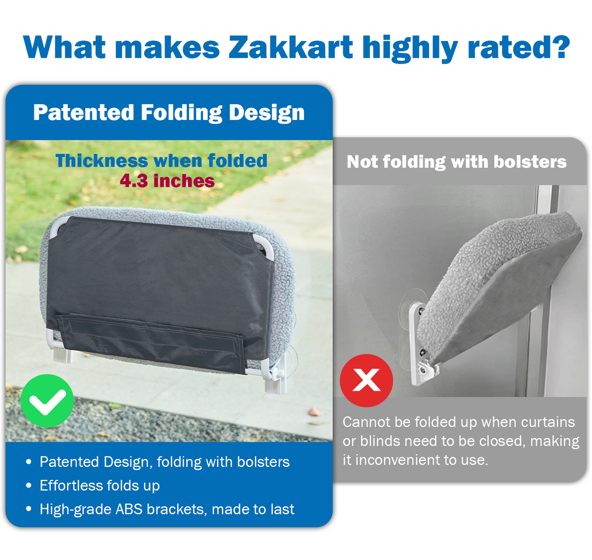Zakkart Foldable Cat Hammock for Window