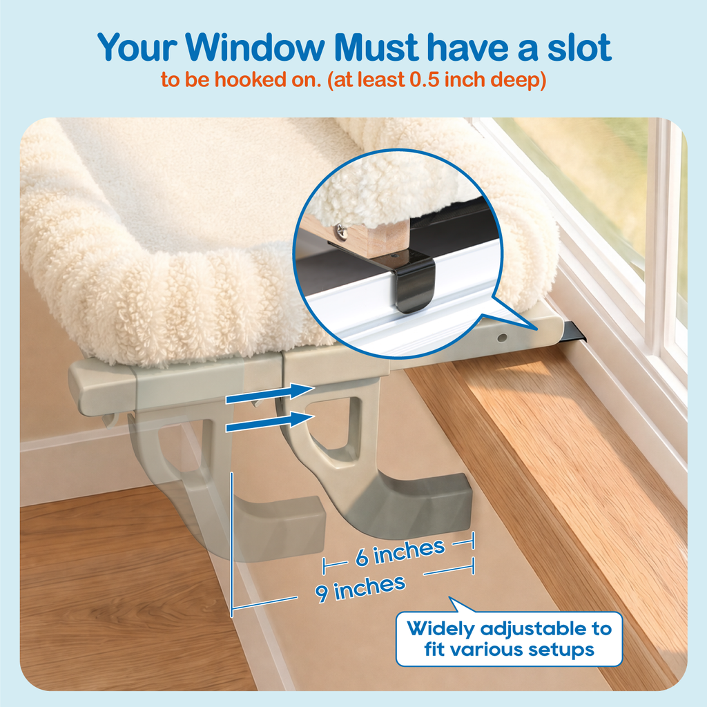 Zakkart Mellow All-Around Cat Hammock for Windowsill, Dual-Mount