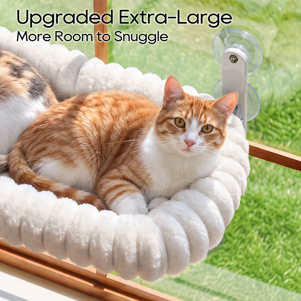 Zakkart SnugCloud Foldable Cat Window Perch (Cream White, XL)