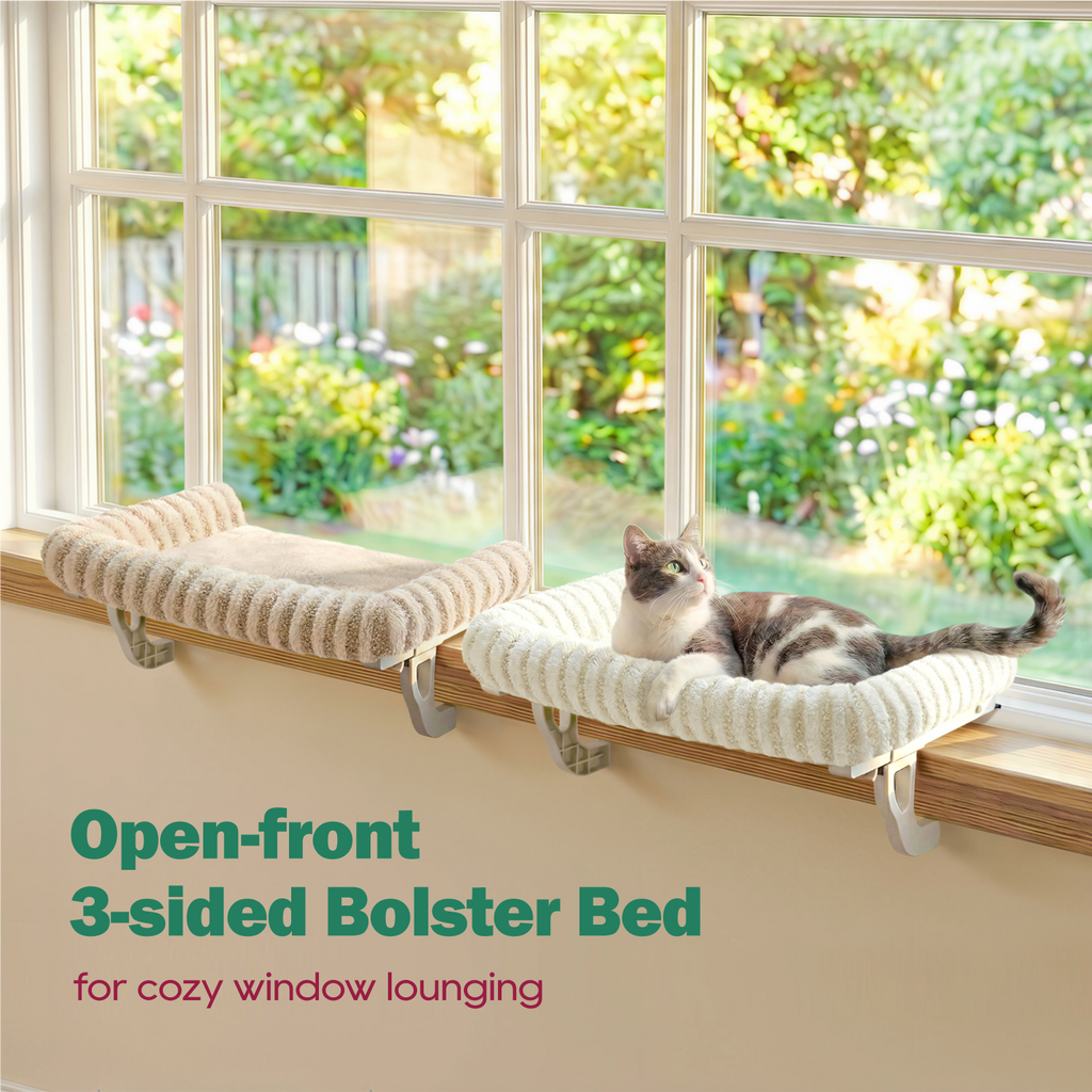 Zakkart Mellow 3-Sided Cat Perch for Windowsill, Dual-Mount