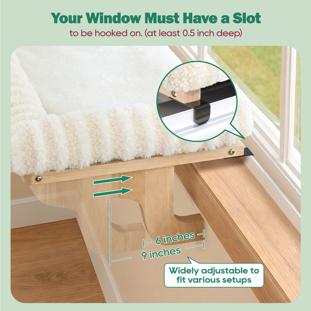 Zakkart Mellow Cat Perch for Windowsill with Hardwood Frame