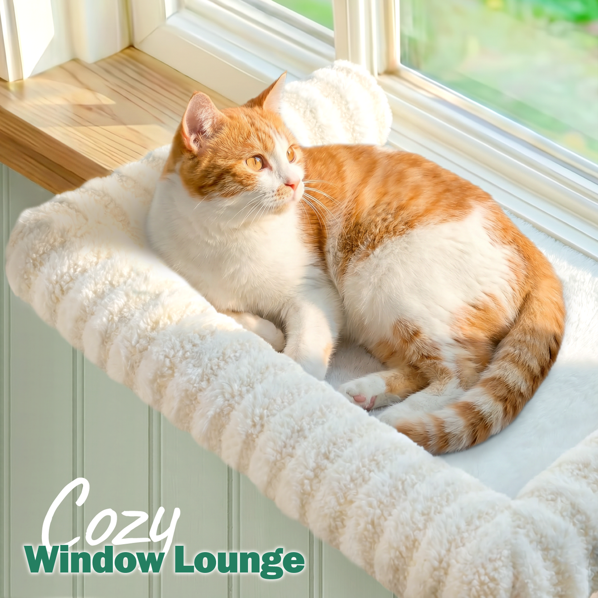 Zakkart Mellow Cat Perch for Windowsill with Hardwood Frame