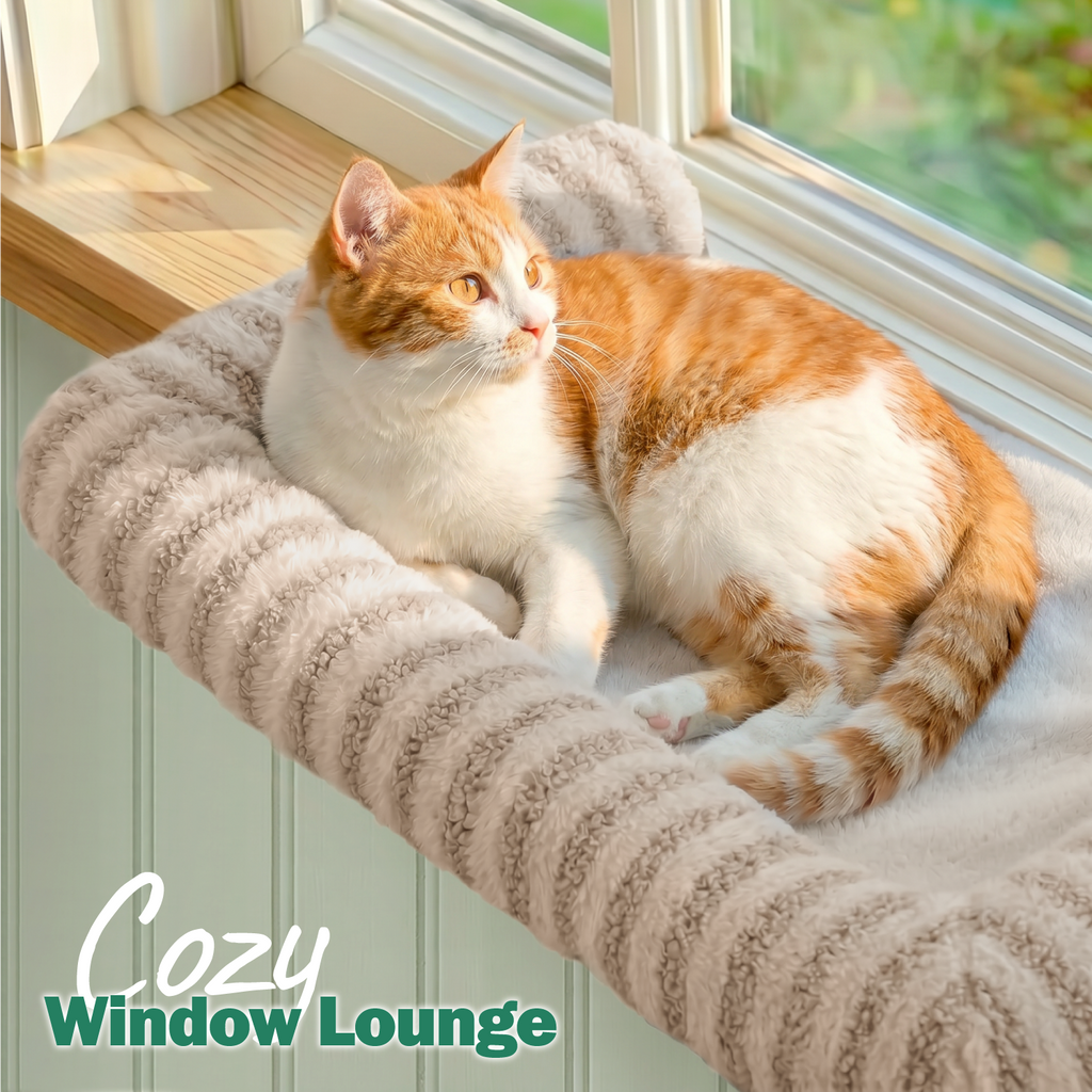 Zakkart Mellow Cat Perch for Windowsill with Hardwood Frame