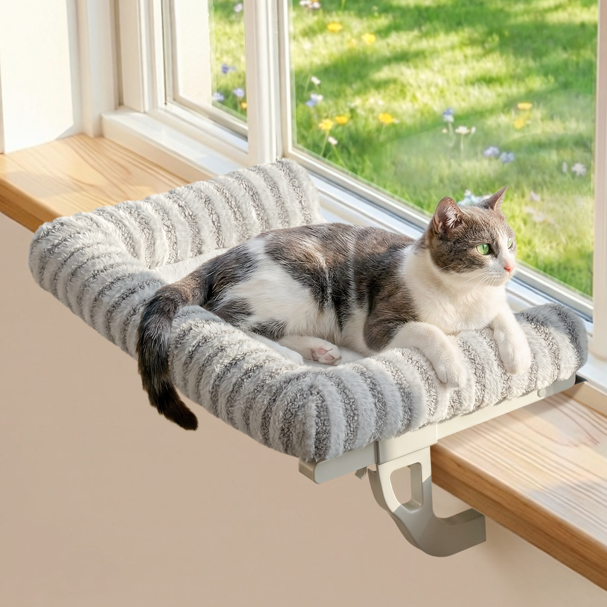 Zakkart Mellow 3-Sided Cat Perch for Windowsill, Dual-Mount