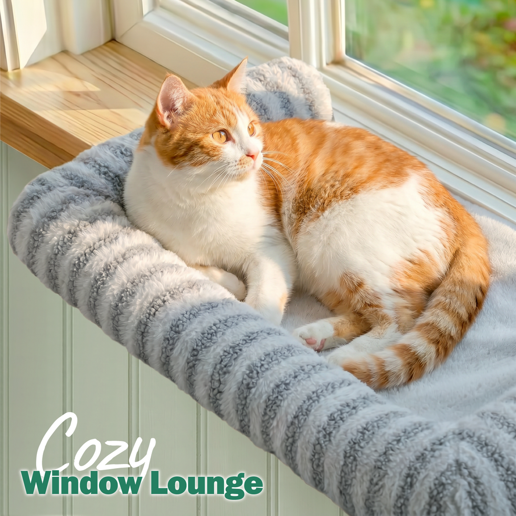 Zakkart Mellow Cat Perch for Windowsill with Hardwood Frame