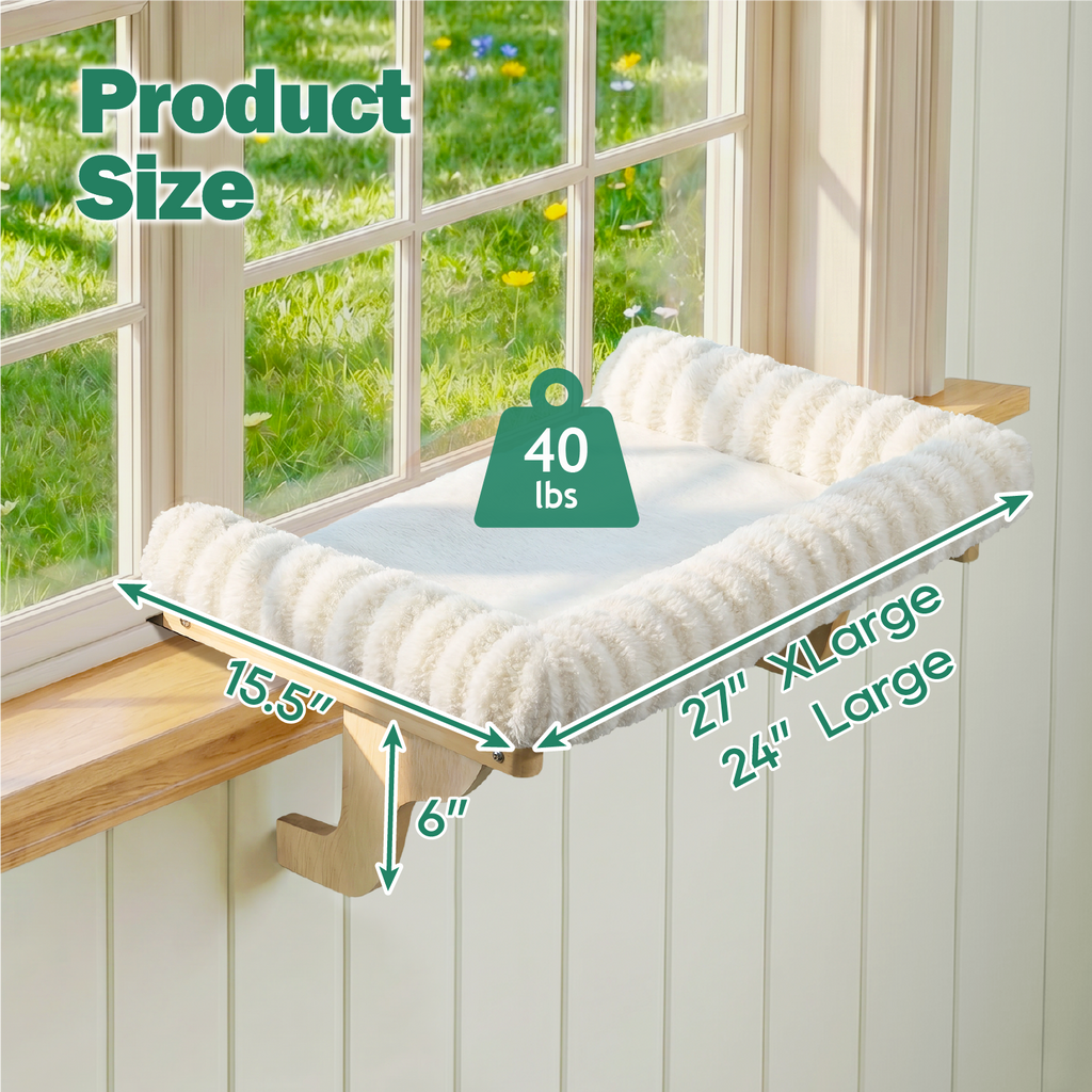Zakkart Mellow Cat Perch for Windowsill with Hardwood Frame
