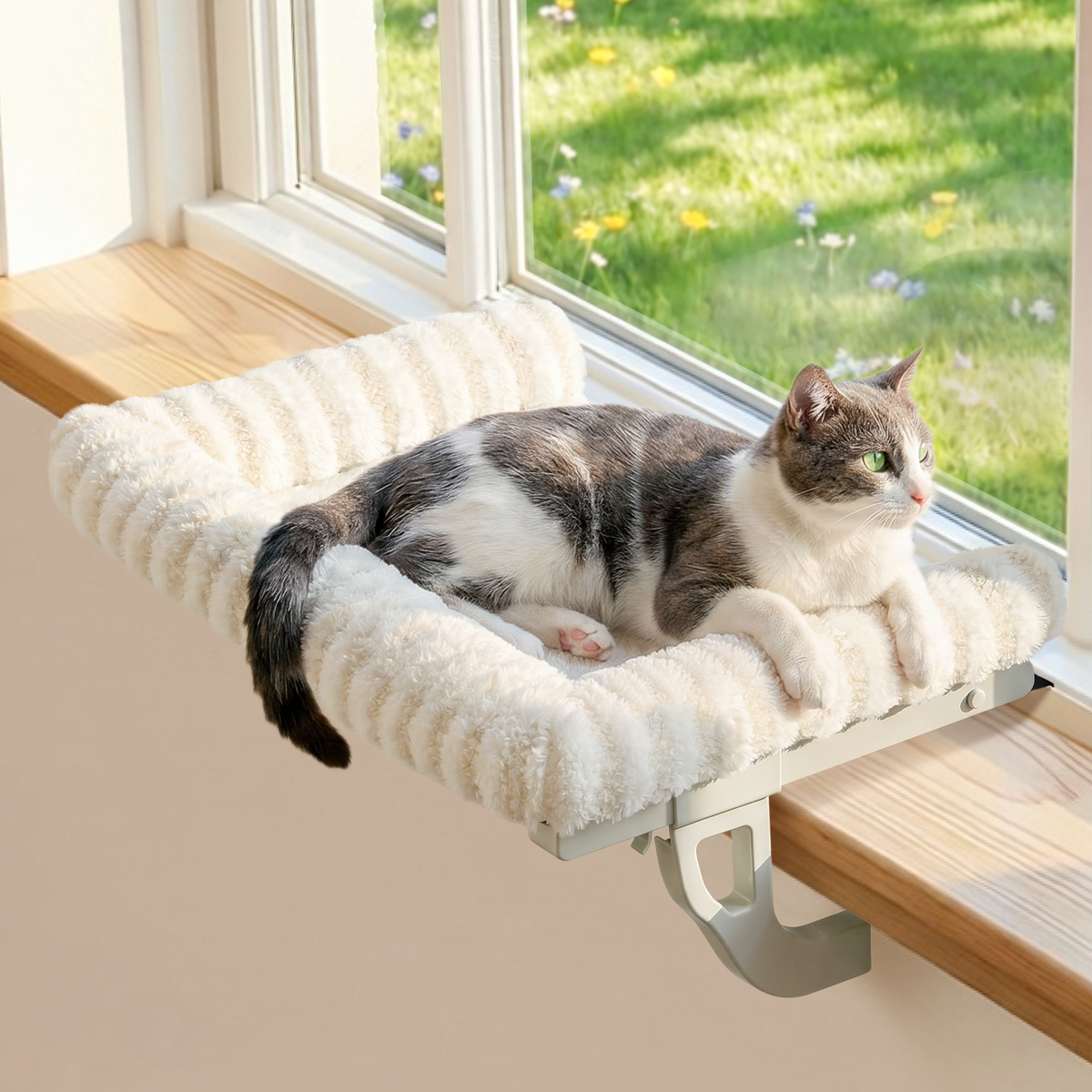 Zakkart Mellow 3-Sided Cat Perch for Windowsill, Dual-Mount