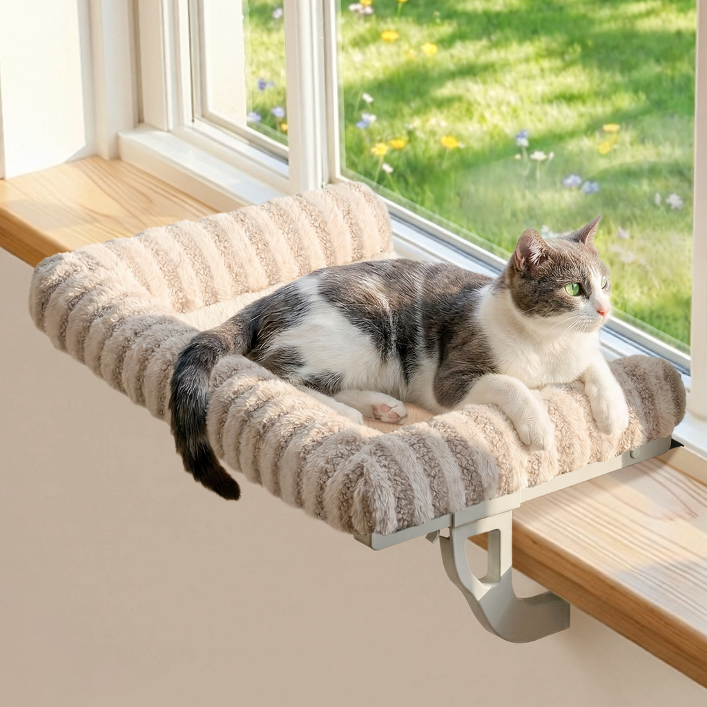 Zakkart Mellow 3-Sided Cat Perch for Windowsill, Dual-Mount