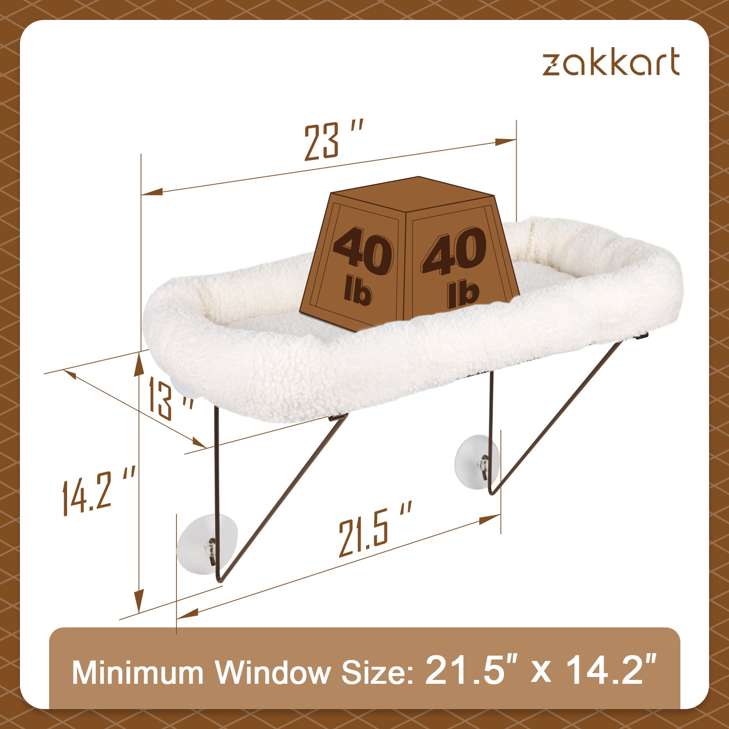 Zakkart Cat Window Perch, 100% Metal Supported from Below