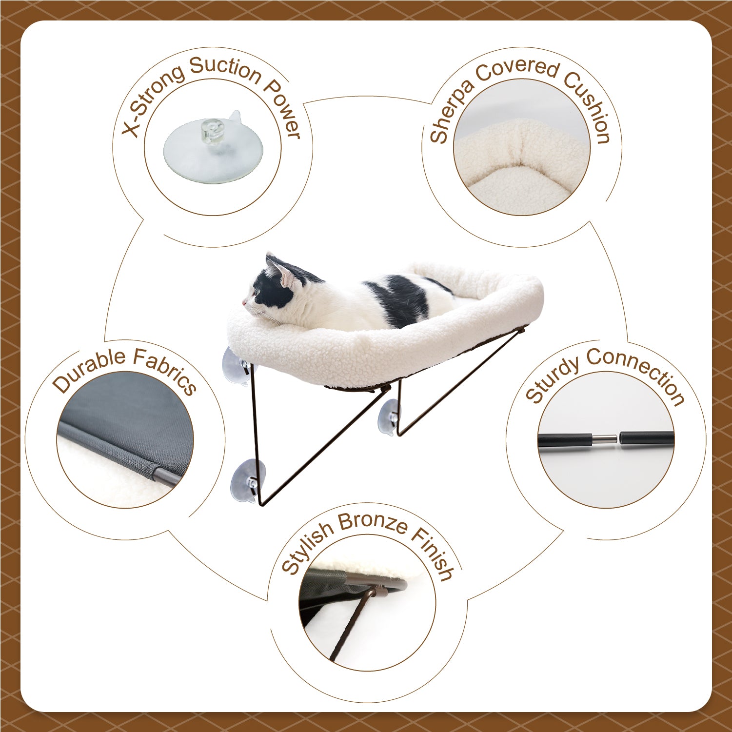 Zakkart Cat Window Perch, 100% Metal Supported from Below