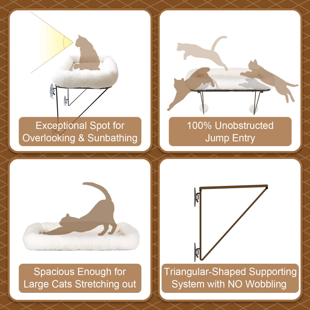Zakkart Cat Window Perch, 100% Metal Supported from Below