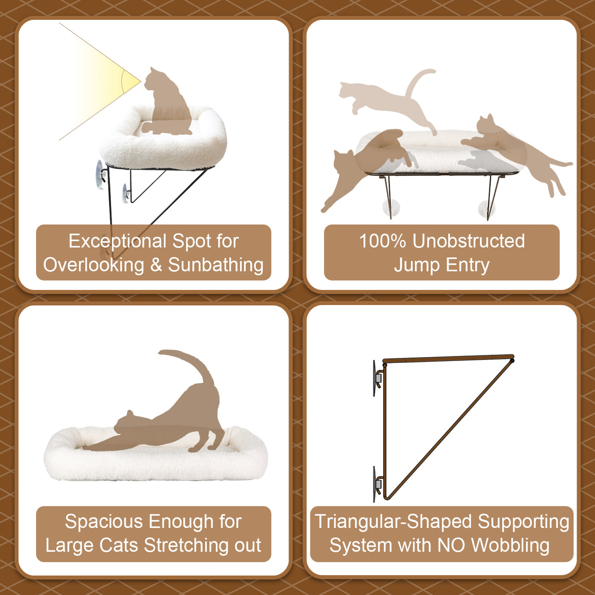 Zakkart Cat Window Perch, 100% Metal Supported from Below