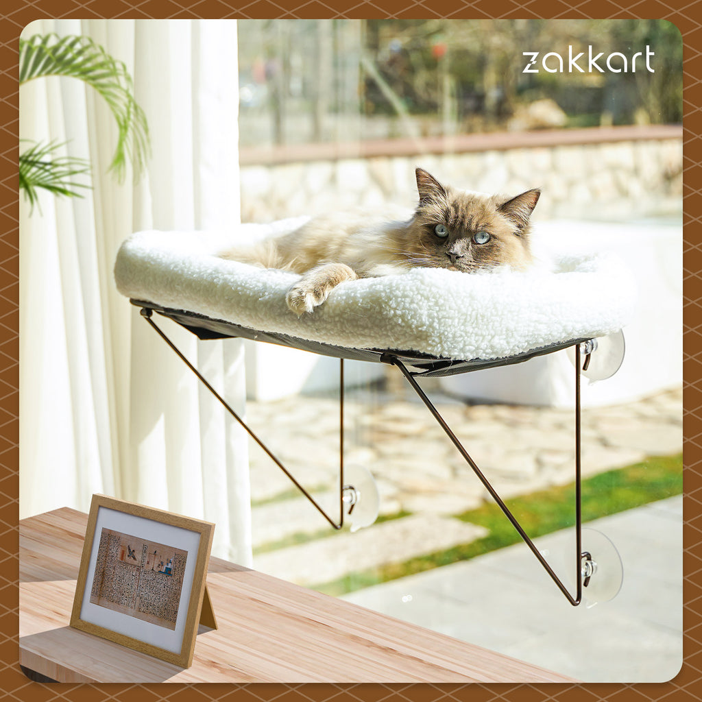 Zakkart Cat Window Perch, 100% Metal Supported from Below
