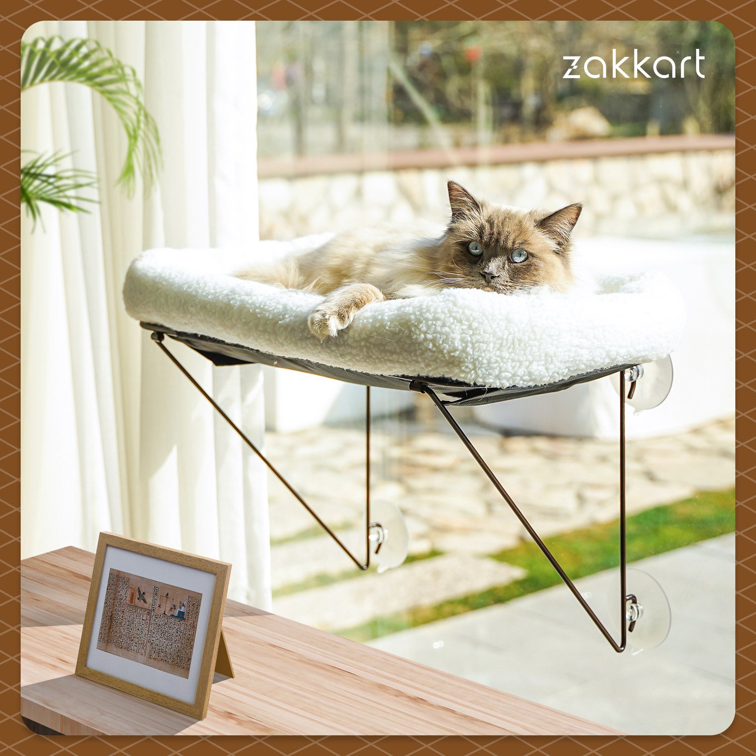 Zakkart Cat Window Perch, 100% Metal Supported from Below