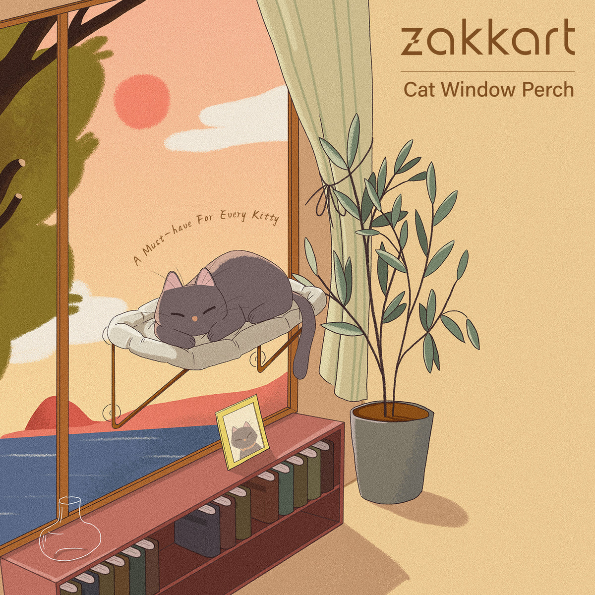 Zakkart Cat Window Perch, 100% Metal Supported from Below